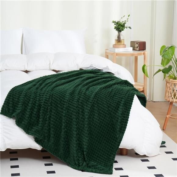 Green Throw Blanket 50"×60" Decorations Fleece Super Soft Plush Fuzzy Cozy Blank - Picture 3 of 7